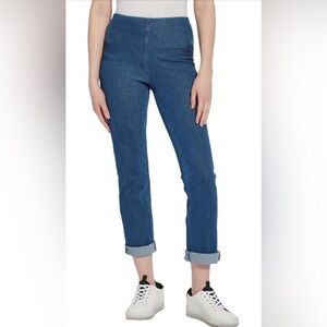 🆕 Lysse Relaxed Boyfriend Denim Pull On Wide Flat Waistband Stretch Jeans Large